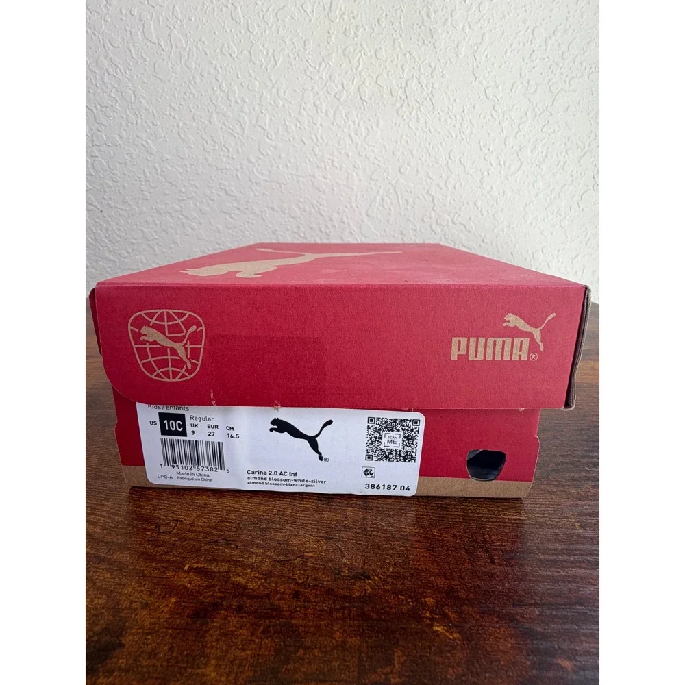 Puma Carina 2.0 AC Inf Kids Sneakers Pink White Silver 386187-04 Size 10C